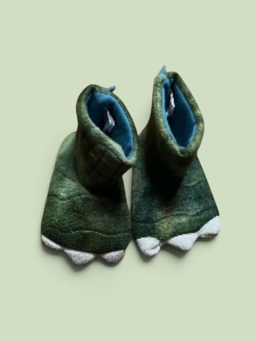 Cat & Jack Toddler Boys Green Dinosaur Claw Feet Slipper Boots Size 12-24 Months